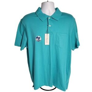 Sun River Clothing Co. Mens Polo‎ Shirt Medium Green/ Blue Short Sleeve NWT